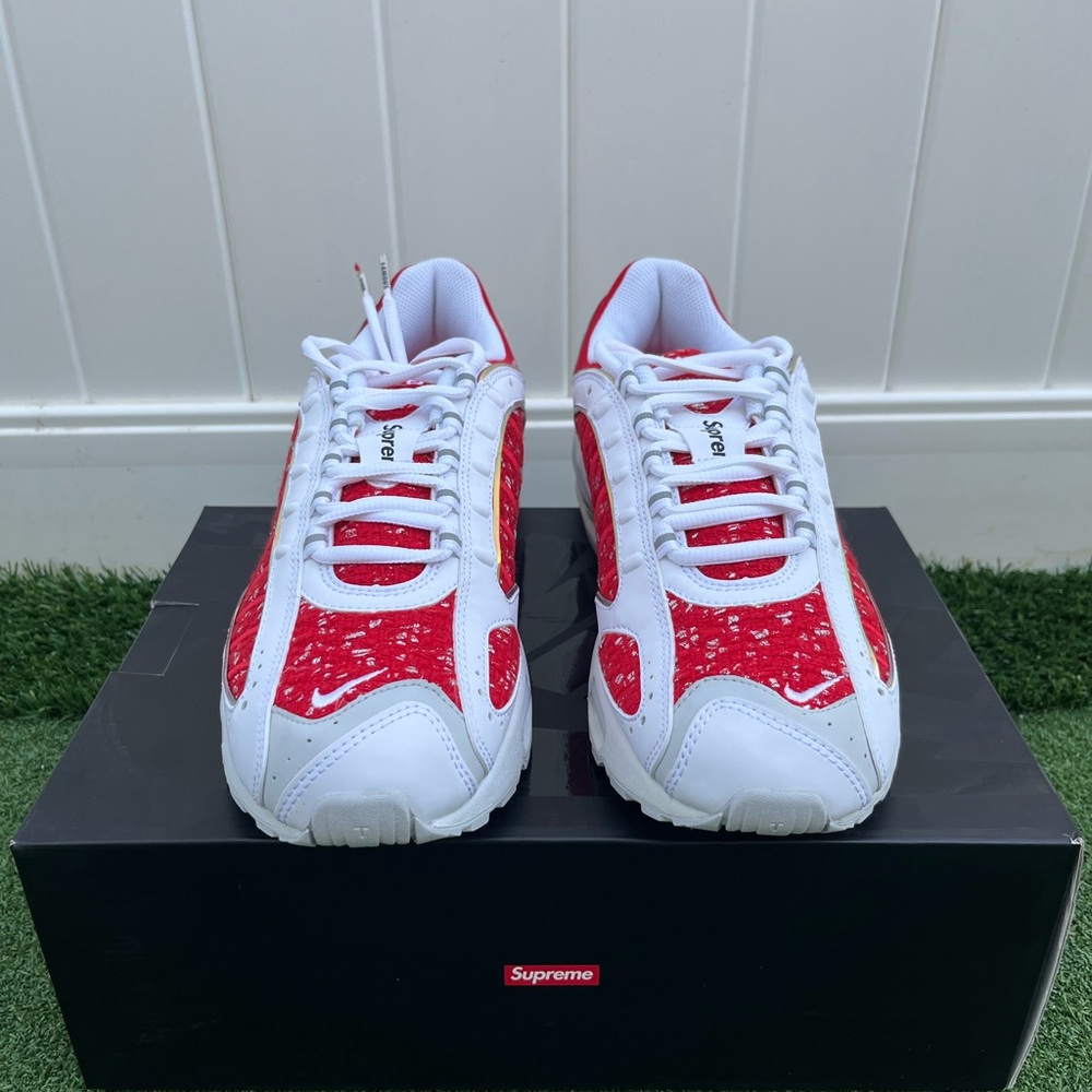 Supreme Red and White Athletic Shoes